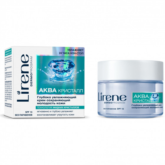 Lirene Aqua Cristal Intensively Moisturising Cream - Глубоко увлажняющий крем сохраняющий молодость кожи «Аква Кристалл»