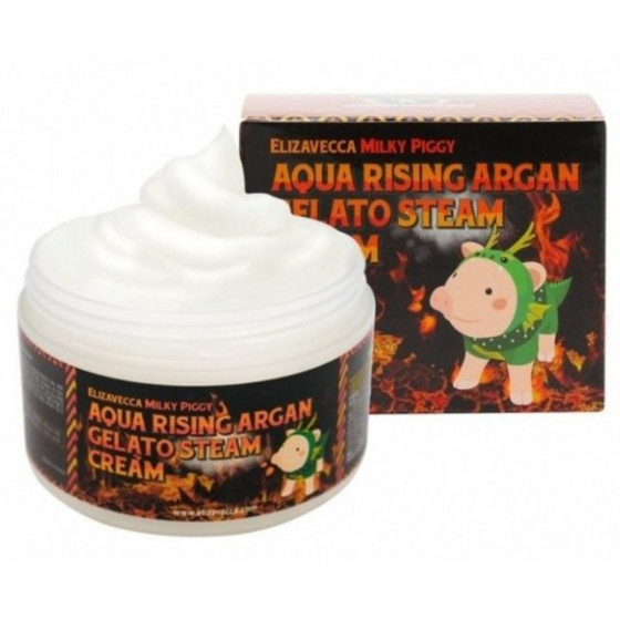 Elizavecca Milky Piggy Aqua Rising Argan Gelato Steam Cream - Паровой увлажняющий крем для лица с аргановым маслом - 3