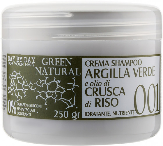 Alan Jey Green Natural Cream-Shampoo - Крем-шампунь с зеленой глиной и маслом из рисовых отрубей