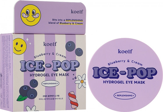 Petitfee & Koelf Blueberry & Cream Ice-Pop Hydrogel Eye Mask - Гидрогелевые патчи для глаз с голубикой и сливками - 1