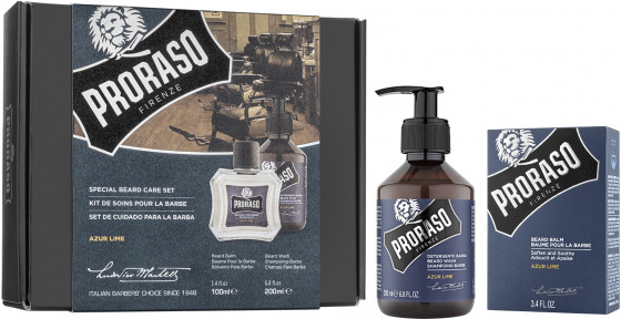 Proraso Azur Lime Beard Care Set - Подарочный набор для ухода за бородой