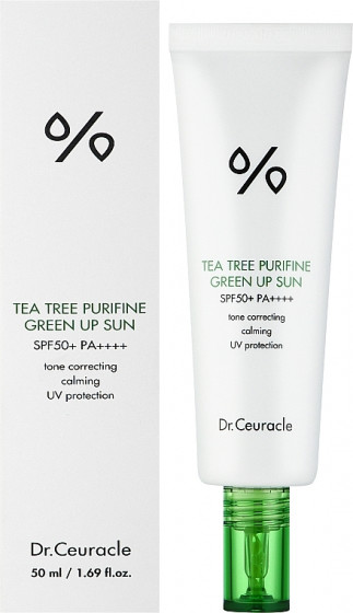 Dr.Ceuracle Tea Tree Purifine Green Up Sun SPF 50+ PA++++ - Солнцезащитный крем для нейтрализации покраснений с экстрактом чайного дерева - 1