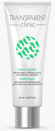 Transparent Clinic Foot Cream - Восстанавливающий крем для ног с ментолом и розмарином