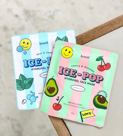 Petitfee & Koelf Mint & Soda Ice-Pop Hydrogel Face Mask - Гидрогелевая маска для лица с мятой и содой - 3