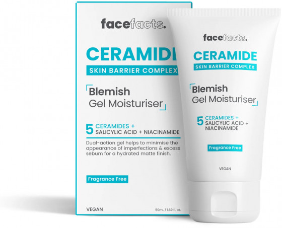 Face Facts Ceramide Skin Barrier Complex Blemish Gel Moisturiser - Увлажняющий гель с керамидами для воспаленной кожи лица