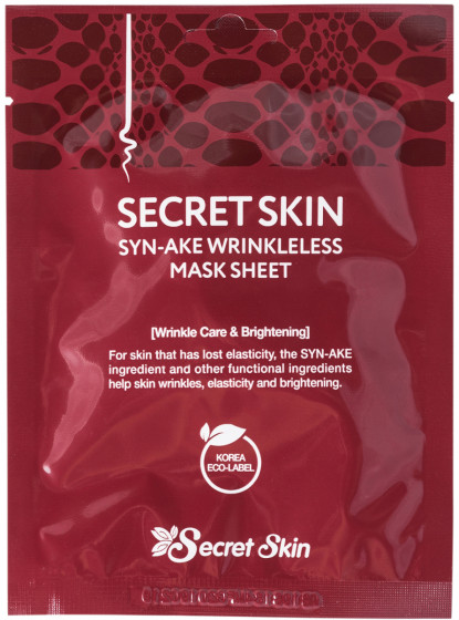 Secret Skin Syn-Ake Wrinkless Mask Sheet - Маска для лица с пептидом змеиного яда