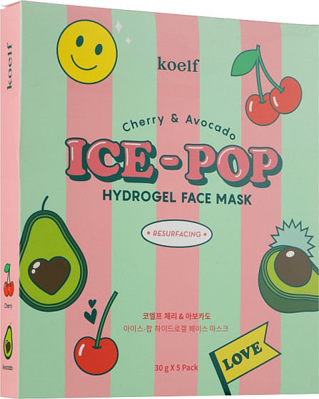 Petitfee & Koelf Cherry & Avocado Ice-Pop Hydrogel Face Mask - Гидрогелевая маска для лица с вишней и авокадо - 1