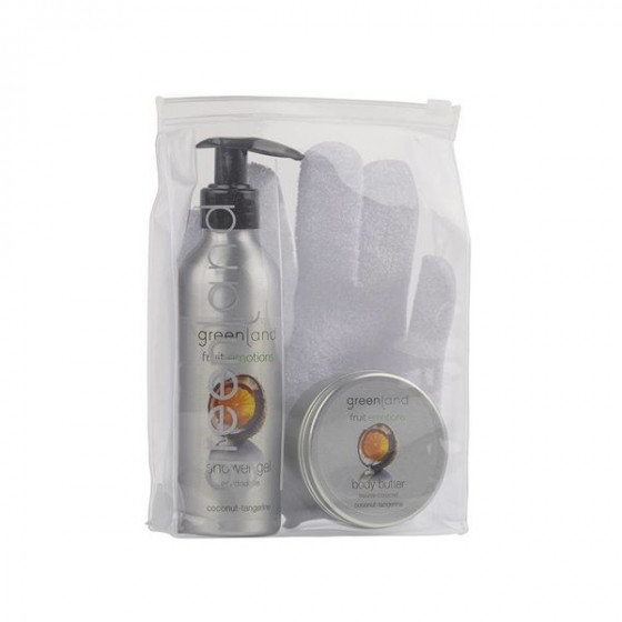 Greenland Giftset Scrub Glove Coconut-Tangerine - Набор для тела с массажной рукавицей Кокос-Мандарин 