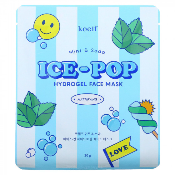 Petitfee & Koelf Mint & Soda Ice-Pop Hydrogel Face Mask - Гидрогелевая маска для лица с мятой и содой