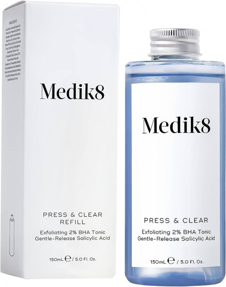 Medik8 Press&Clear Exfoliating 2% BHA Toner (Refill) - Отшелушивающий тоник с салициловой кислотой для проблемной кожи (Сменный флакон)