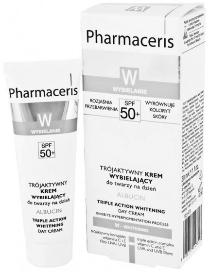 Pharmaceris W Albucin Triple Action Whitening Day Cream SPF50+ - Дневной крем с осветляющим комплексом тройного действия - 1