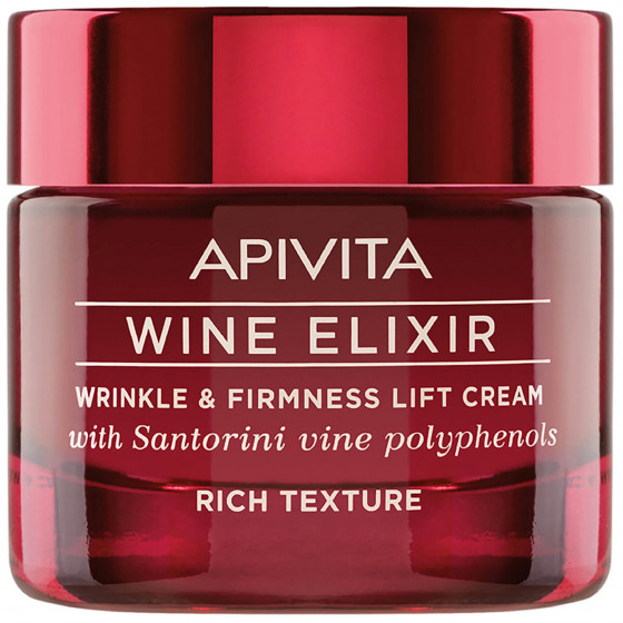 Apivita Wine Elixir Wrinkle & Firmness Lift Cream Rich Texture - Крем-лифтинг насыщенной текстуры с полифенолами вина региона Санторини