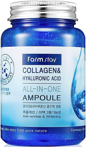 FarmStay Collagen & Hyaluronic Acid All-In-One Ampoule - Ампульная сыворотка для лица с коллагеном и гиалуроновой кислотой