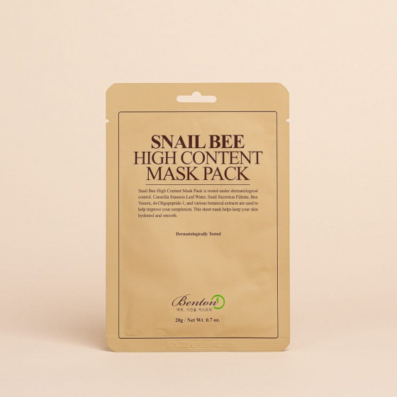 Benton Snail Bee High Content Mask Pack - Маска с муцином улитки и пчелиным ядом - 1