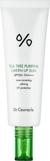 Dr.Ceuracle Tea Tree Purifine Green Up Sun SPF 50+ PA++++ - Солнцезащитный крем для нейтрализации покраснений с экстрактом чайного дерева