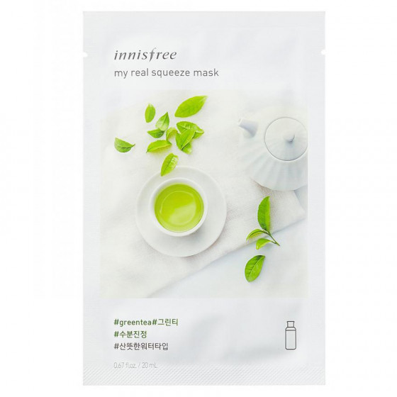 Innisfree My Real Squeeze Mask Green Tea - Тканевая маска с экстрактом зеленого чая