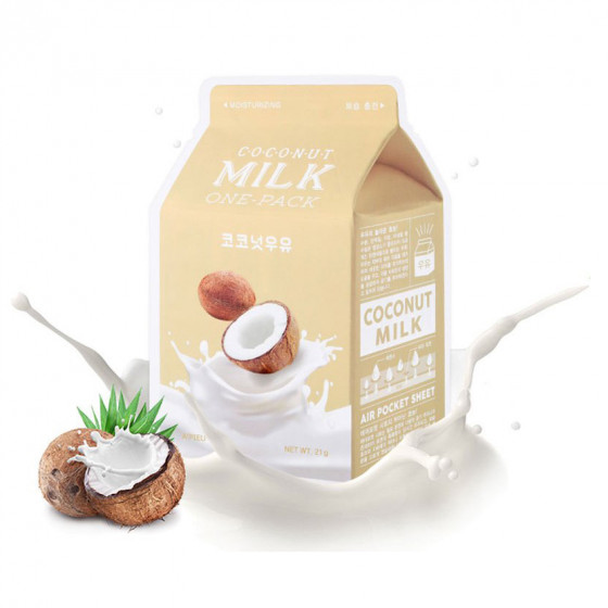 A'Pieu Coconut Milk One-Pack - Увлажняющая тканевая маска с молочными протеинами и экстрактом кокоса - 1