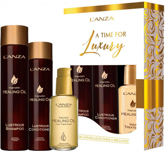 L'anza Keratin Healing Oil Holiday Trio Box - Подарочный набор для волос