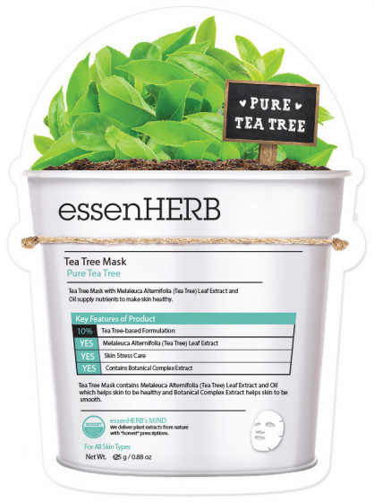EssenHerb Tea Tree Mask - Успокаивающая тканевая маска с экстрактом чайного дерева