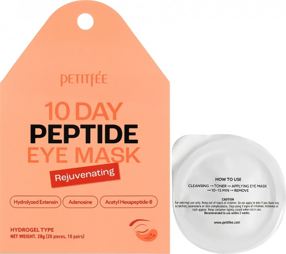 Petitfee & Koelf 10 Days Peptide Eye Mask - Омолаживающие гидрогелевые патчи с пептидами