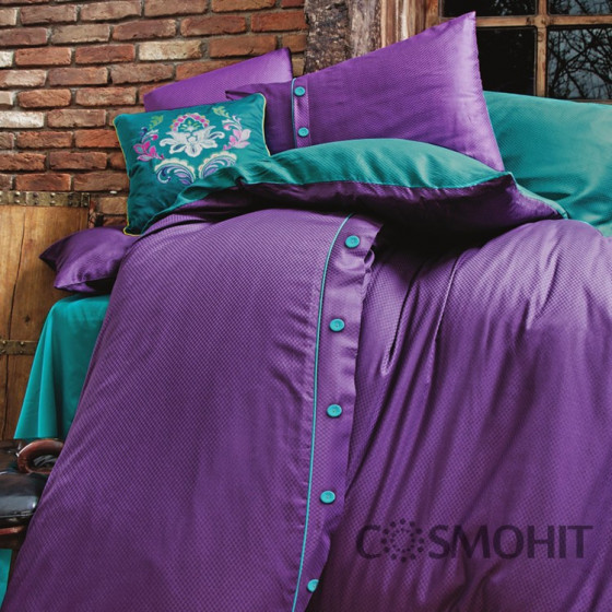 Issimo Home Dawson Purple - Двуспальный комплект с простыней на резинке