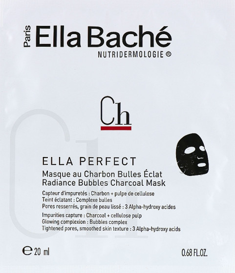 Ella Bache Ella Perfect Radiance Bubbles Charcoal Mask - Кислородная тканевая маска для лица с углем для сияния кожи