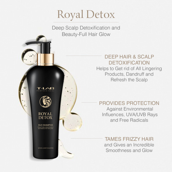 T-LAB Professional Royal Detox Duo Shampoo - Дуо-шампунь для королевской гладкости и абсолютной детоксикации - 1