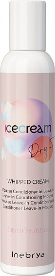 Inebrya Ice Cream Dry-T Whipped Cream - Несмываемый мусс для кондиционирования волос