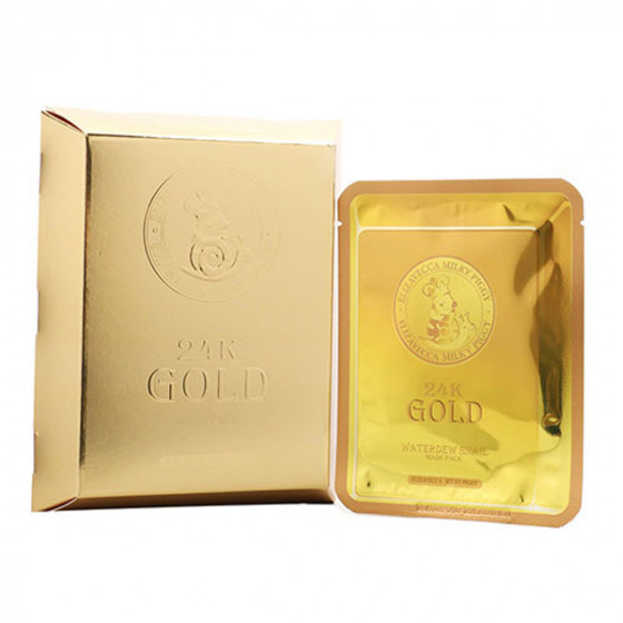 Elizavecca 24K Gold Water Dew Snail Mask‎ - Омолаживающая маска для лица с экстрактом слизи улитки и коллоидным золотом - 1