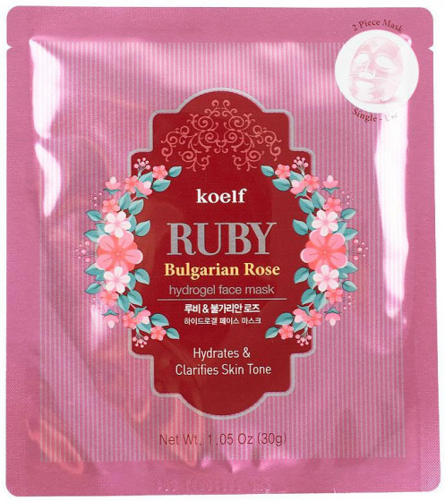 Petitfee & Koelf Ruby & Bulgarian Rose Hydrogel Mask Pack - Гидрогелевая маска для лица с рубином