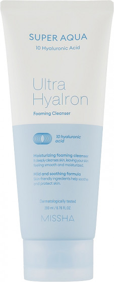 Missha Super Aqua Ultra Hyalron Foaming Cleanser - Увлажняющая пенка для умывания