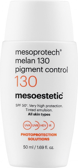 Mesoestetic Melan 130+ Pigment Control SPF50 - Депигментирующий солнцезащитный крем с тоном