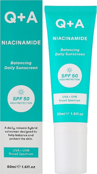 Q+A Niacinamide Balancing Daily Sunscreen SPF50 - Балансирующий солнцезащитный крем для лица - 1