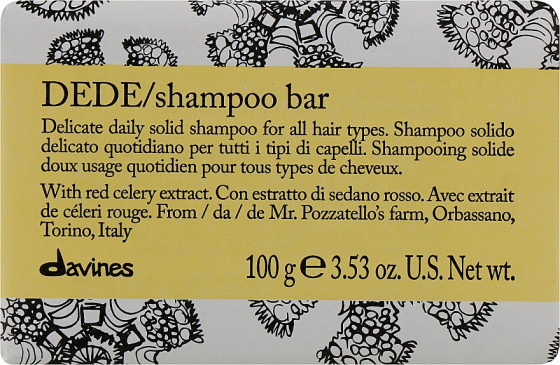 Davines Essential Haircare Dede Shampoo Bar - Деликатный твердый шампунь для ежедневного использования для всех типов волос