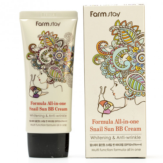 FarmStay All-in-One Snail Sun BB Cream - Солнцезащитный BB крем с улиточным муцином - 2