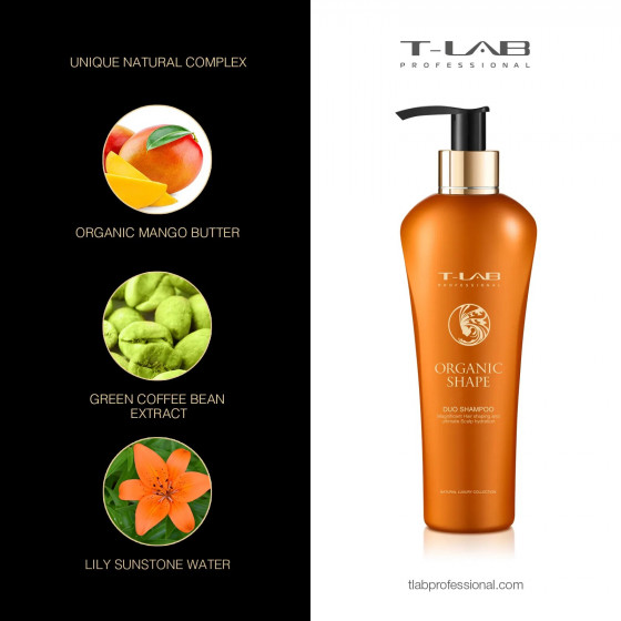 T-LAB Professional Organic Shape Duo Shampoo - Дуо-шампунь для разглаживания и питания волос - 2