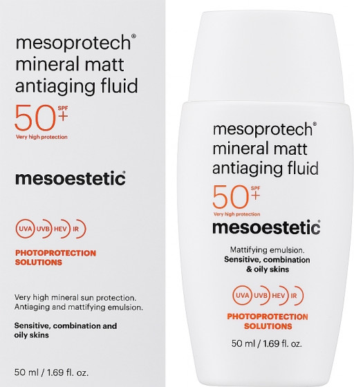 Mesoestetic Mineral Matt Antiaging Fluid SPF50 - Минеральный матирующий флюид для жирной кожи - 1