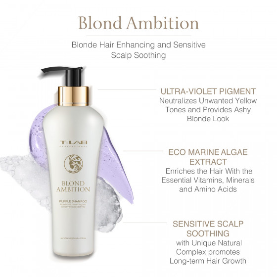 T-LAB Professional Blond Ambition Purple Shampoo - Фиолетовый шампунь для светлых и осветленных волос - 1