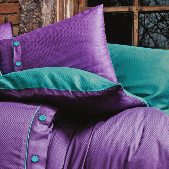 Issimo Home Dawson Purple - Двуспальный комплект с простыней на резинке - 1