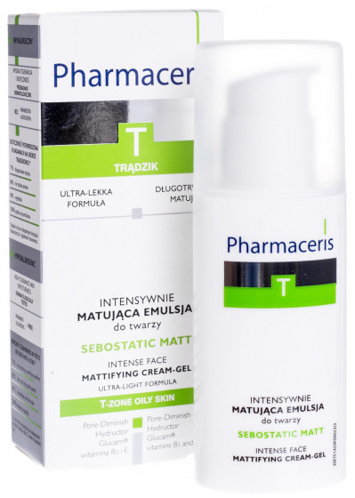 Pharmaceris T Sebostatic Matt Intense Face Mattifying Emulsion - Интенсивно матирующая эмульсия для лица - 1