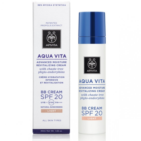 Apivita Aqua Vita Advanced Moisture Revitalizing Cream BB Cream SPF20 - Интенсивно увлажняющий ББ крем с фитоэндорфинами авраамового дерева - 1