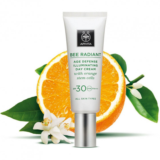 Apivita Bee Radiant Cream Day Cream SPF30 - Крем для сияния и защиты кожи от преждевременного старения со стволовыми клетками апельсина - 2