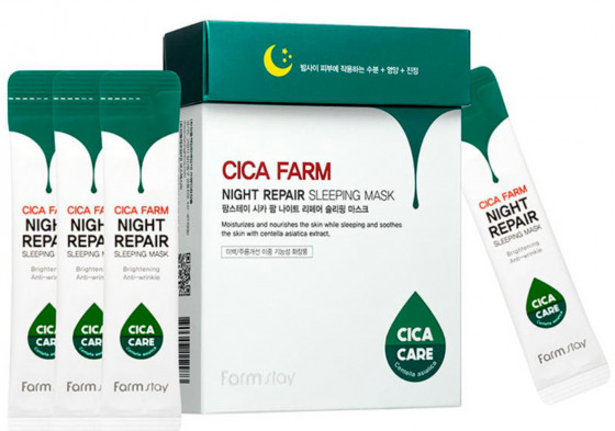 FarmStay Cica Farm Night Repair Sleeping Mask - Восстанавливающая ночная маска для лица с центеллой азиатской