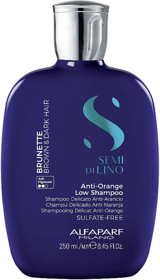 Alfaparf Milano Semi Di Lino Brunette Intense Anti-Orange Low Shampoo - Шампунь для нейтрализации рыжего подтона для каштановых волос