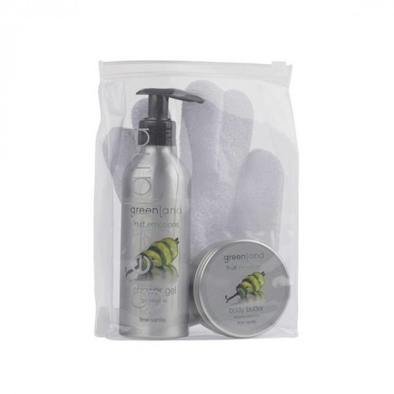 Greenland Giftset Scrub Glove Lime-Vanilla - Набор для тела с массажной рукавицей Лайм-Ваниль 