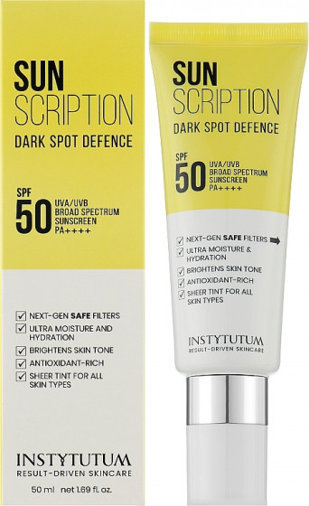 Instytutum Sunscription Dark Spot Defence SPF50 - Солнцезащитный крем с осветляющим эффектом - 1