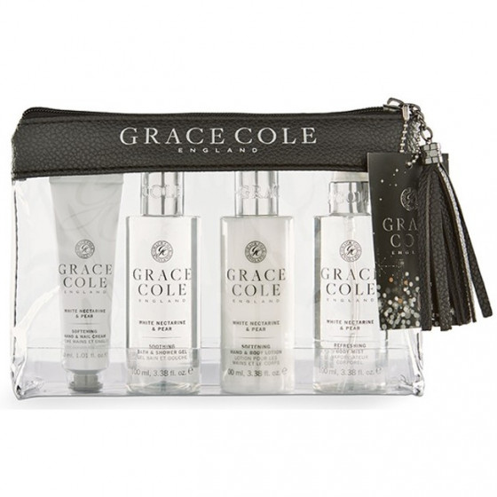 Grace Cole Travel Set White Nectarine&Pear - Набор для путешествий "Белый нектарин и груша"