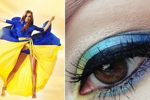 Патриотический сине-желтый макияж